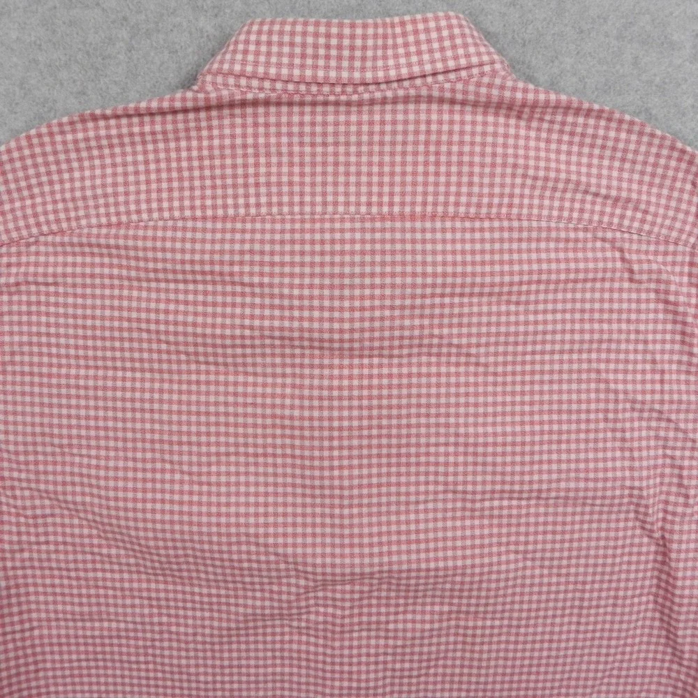 Banana Republic Shirt Mens Small Standard Fit Button Pink Gingham Short Sleeve